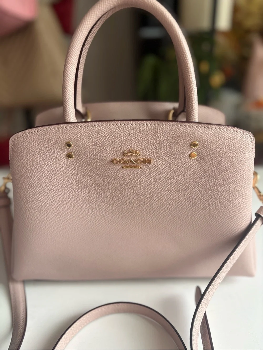 Coach Pebbled Leather Satchel in Mauve